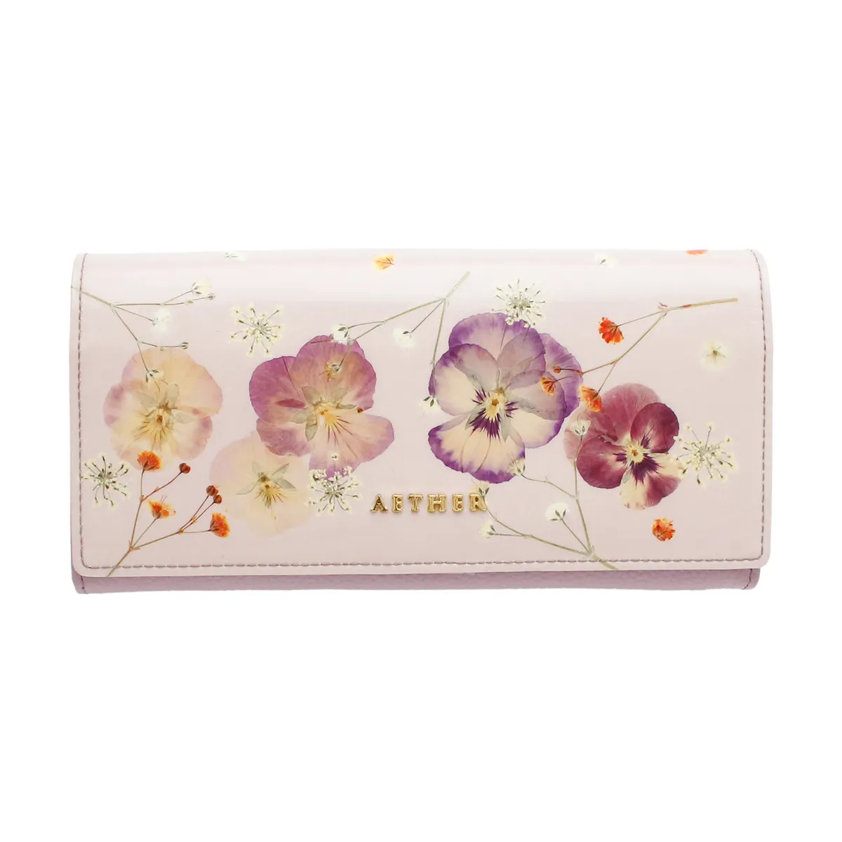 押し花レザー「ジュリエット」長財布（かぶせ）