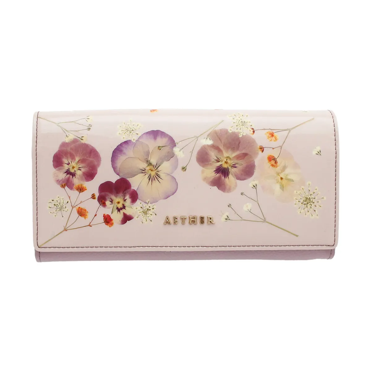 押し花レザー「ジュリエット」長財布（かぶせ）