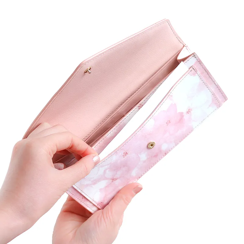 桜柄水彩画レザー「フロレゾン」長財布（レター型）