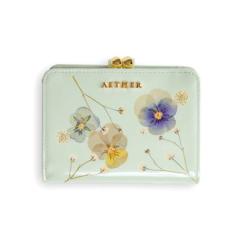 押し花レザー「ジュリエット」二つ折り財布（がま口）