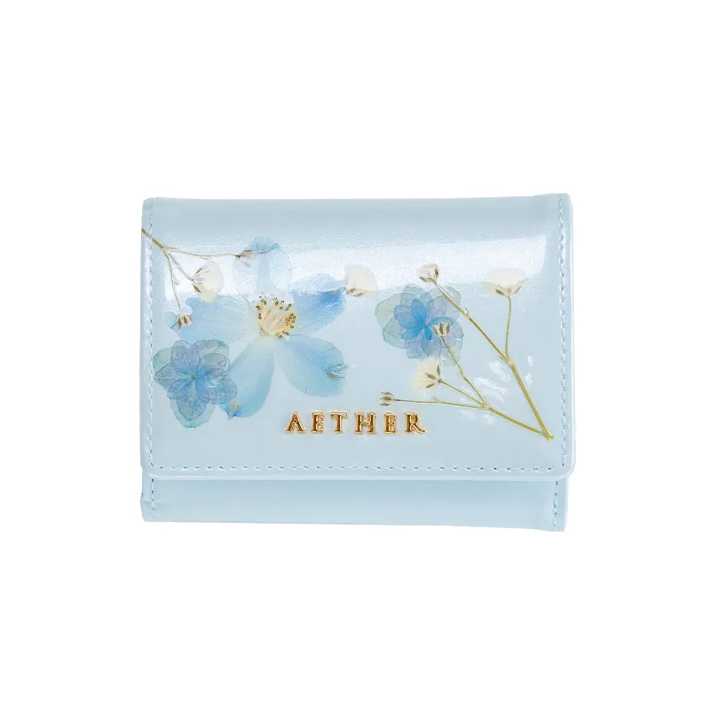 押し花レザー「ジュリエット」ミニ財布（三つ折り）