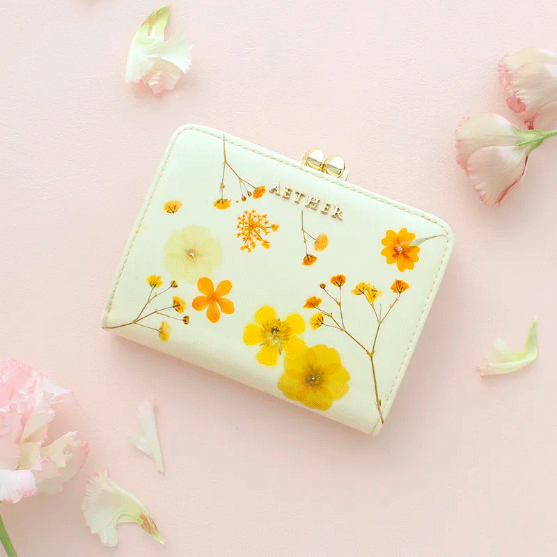 押し花レザーイエローベージュ