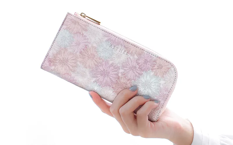 マーガレット型押しレザー「マルグリート」L字ファスナー長財布
