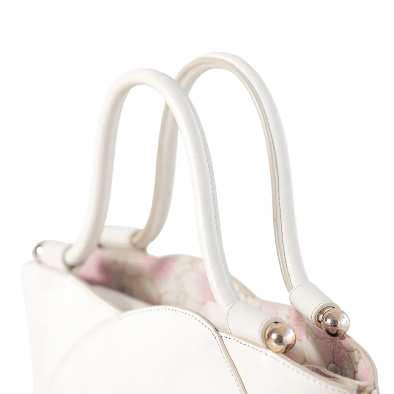 イタリア製 桜柄レザー「サクラ」ボールハンドルトートバッグ