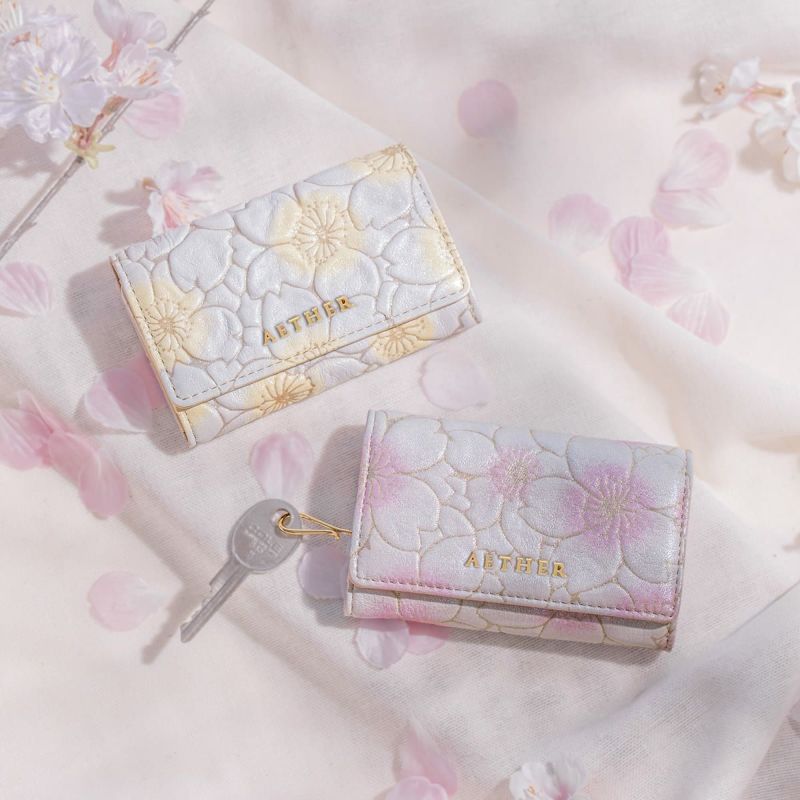桜柄グレインレザー「サクラ」キーケース