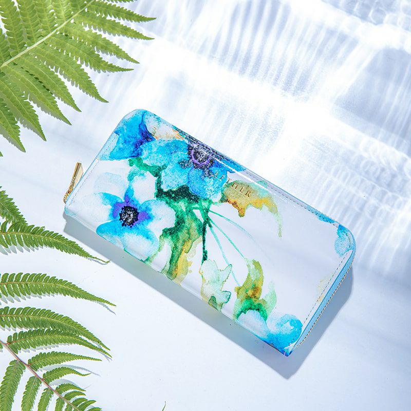 エナメルレザー「エトワールブルー」長財布（ファスナー）