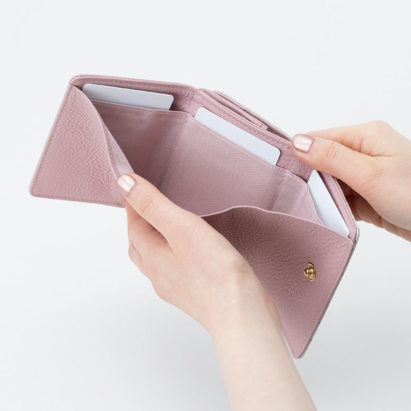 桜柄グレインレザー「サクラ」三つ折りミニ財布