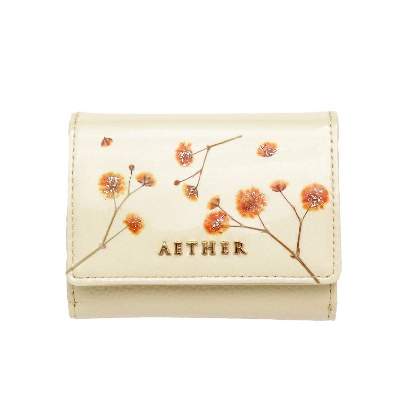 押し花レザー「ジプソフィア」ミニ財布（三つ折り）｜AETHER（エーテル