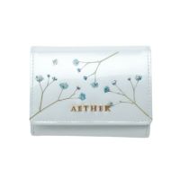 押し花レザー「ジプソフィア」ミニ財布（三つ折り）