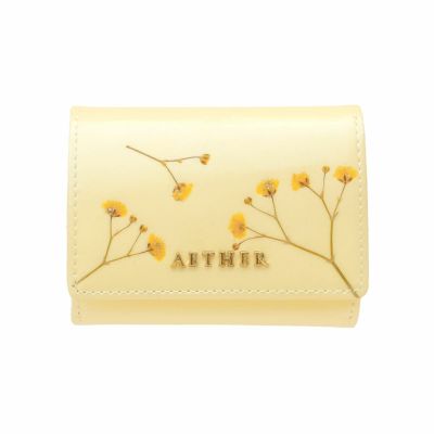 押し花レザー「ジプソフィア」ミニ財布（三つ折り）