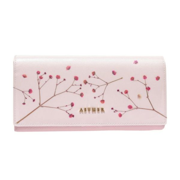 押し花レザー「ジプソフィア」長財布(かぶせ)