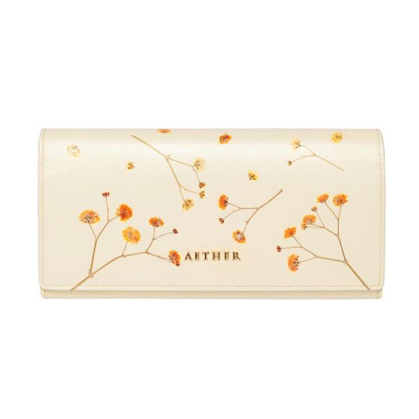 押し花レザー「ジプソフィア」長財布(かぶせ)