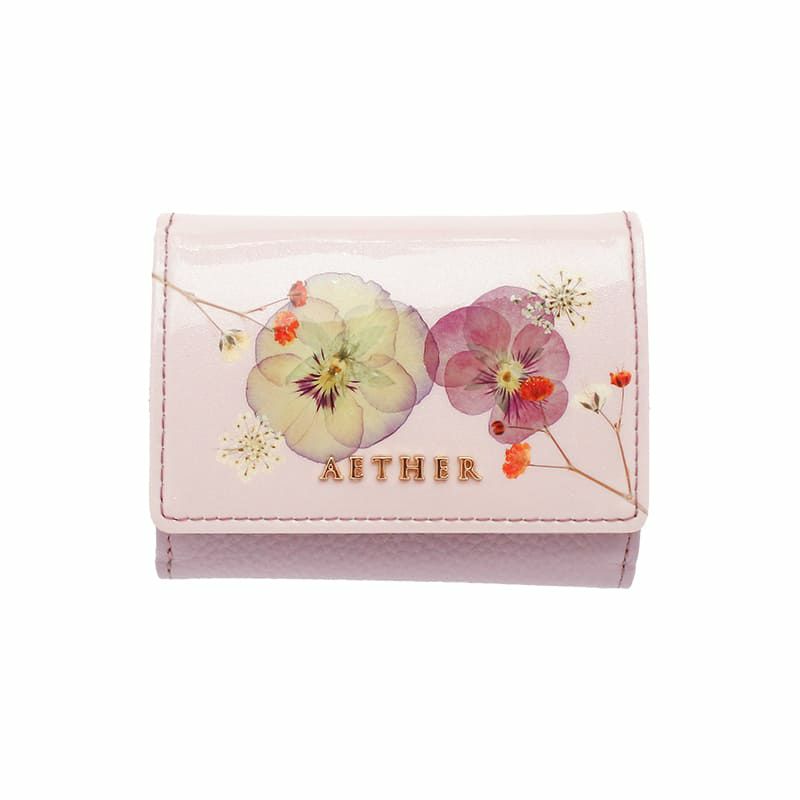 押し花レザー「ジュリエット」ミニ財布（三つ折り）｜AETHER（エーテル