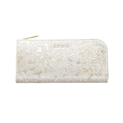  ローズ型押しレザー「シュクレ」長財布（L字ファスナー）