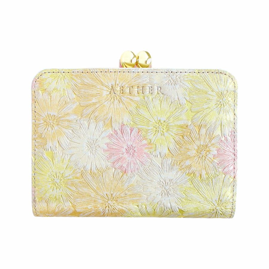 マーガレット型押しレザー「マルグリート」二つ折り財布（がま口）