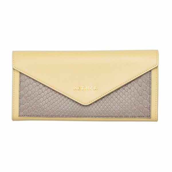 パイソン×スムースレザー「クレア」レター型長財布｜AETHER