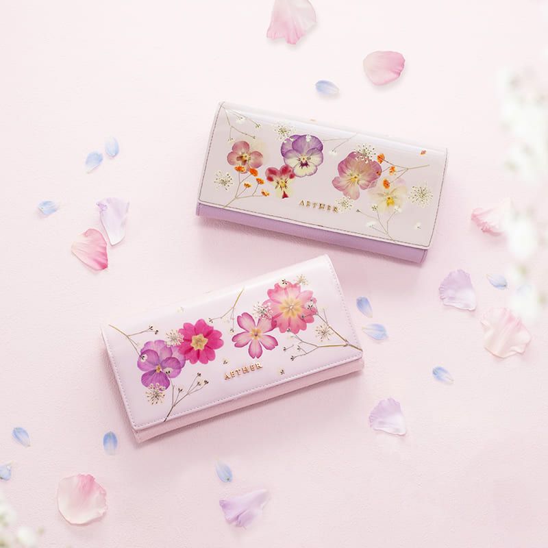 押し花レザー「ジュリエット」長財布（かぶせ）