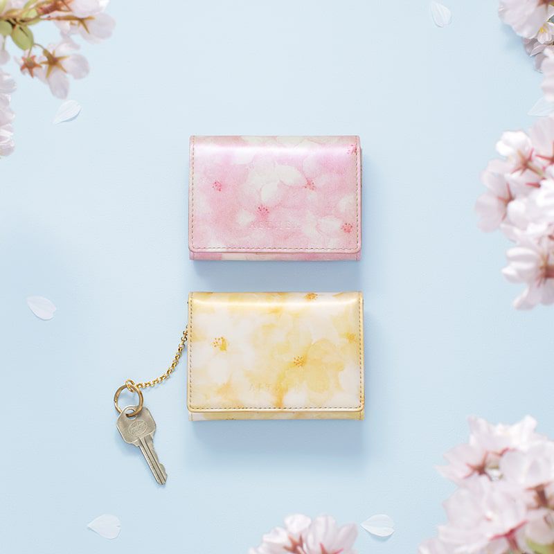 水彩画レザー「フロレゾン」ミニ財布（4way）