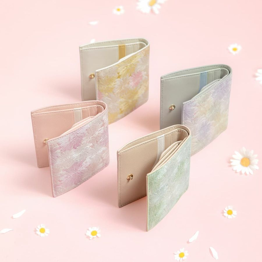マーガレット型押しレザー「マルグリート」二つ折り財布（スナップ）