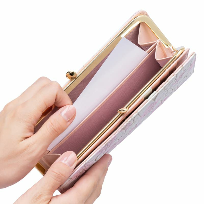 桜柄グレインレザー「サクラ」長財布（がま口）｜AETHER