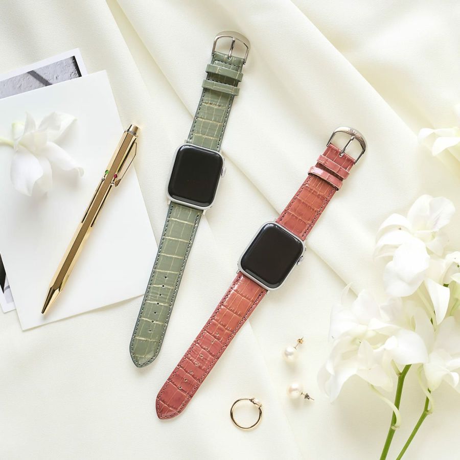 クロコ型押しレザー「ニナ」レザーウォッチバンド（AppleWatch用）